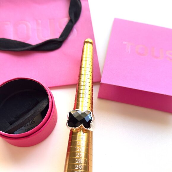 3641 TOUS ONYX AND SILVER BEAR RING - Picture 4 of 5